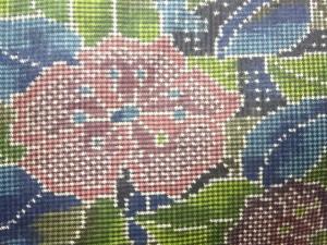 アンティーク　花模様織出し本場泥大島紬着物（5マルキ）